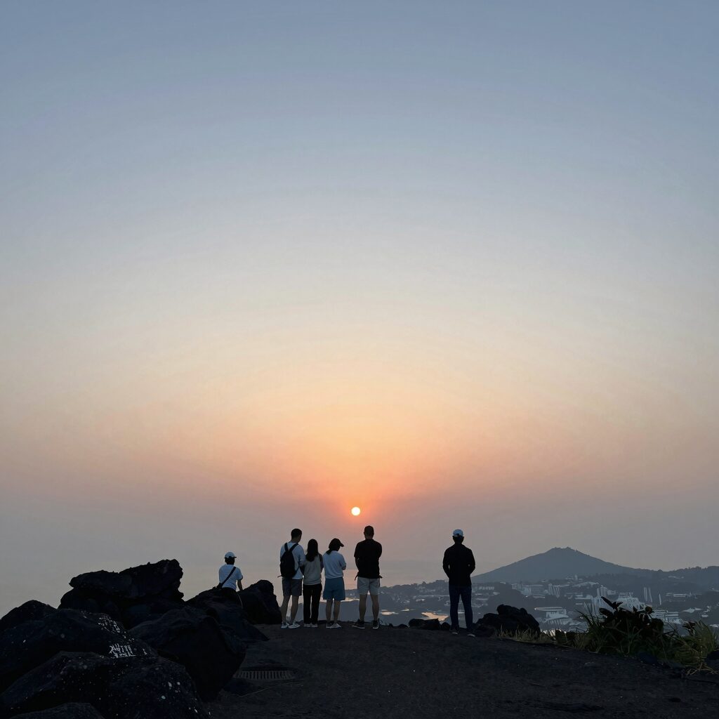 8월 제주도 성산일출봉에서 바라본 일출 풍경