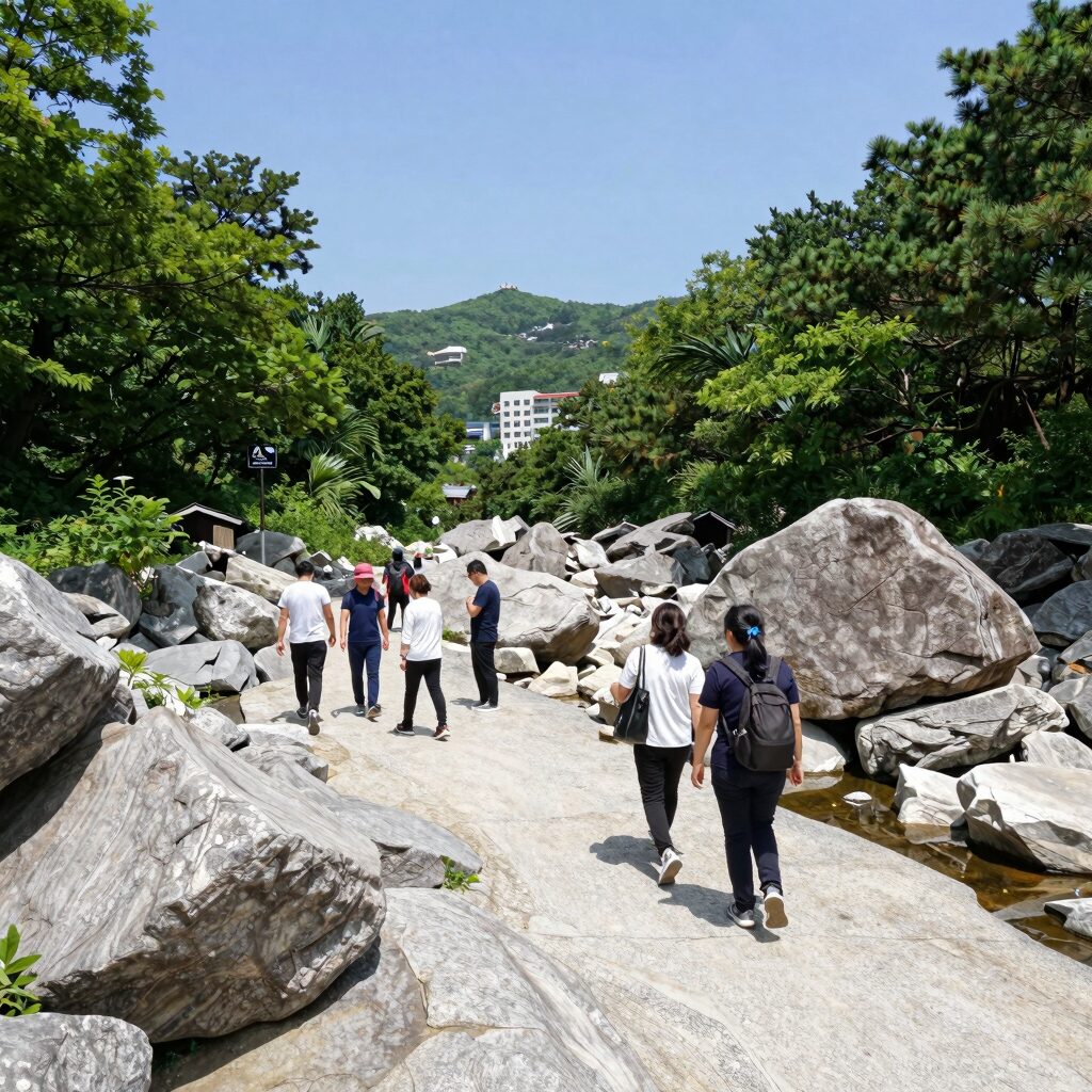 천진암 계곡 앵자산장의 토종백숙과 계곡 풍경