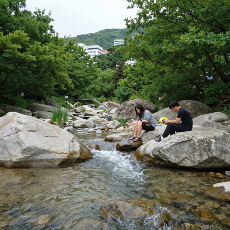 성주 무흘계곡의 맑은 계곡물과 주변 숲 풍경