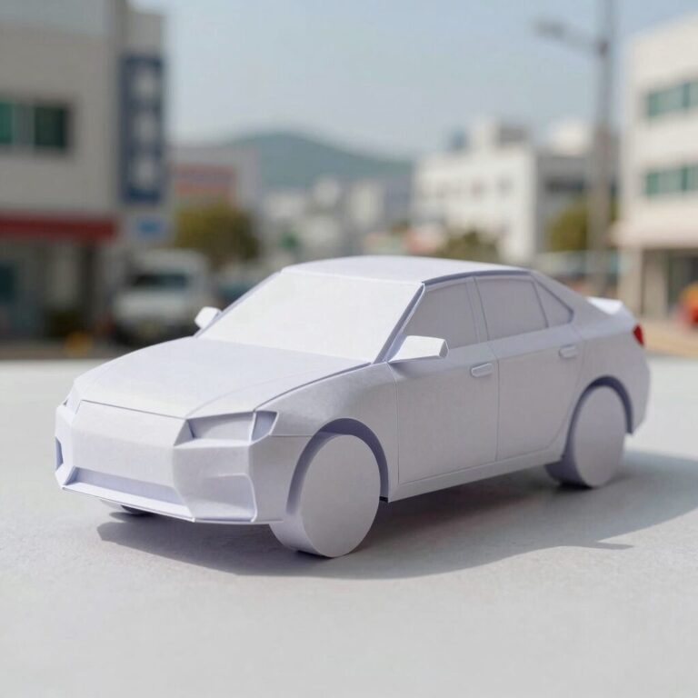 색종이로 만든 자동차 접기 완성 모습