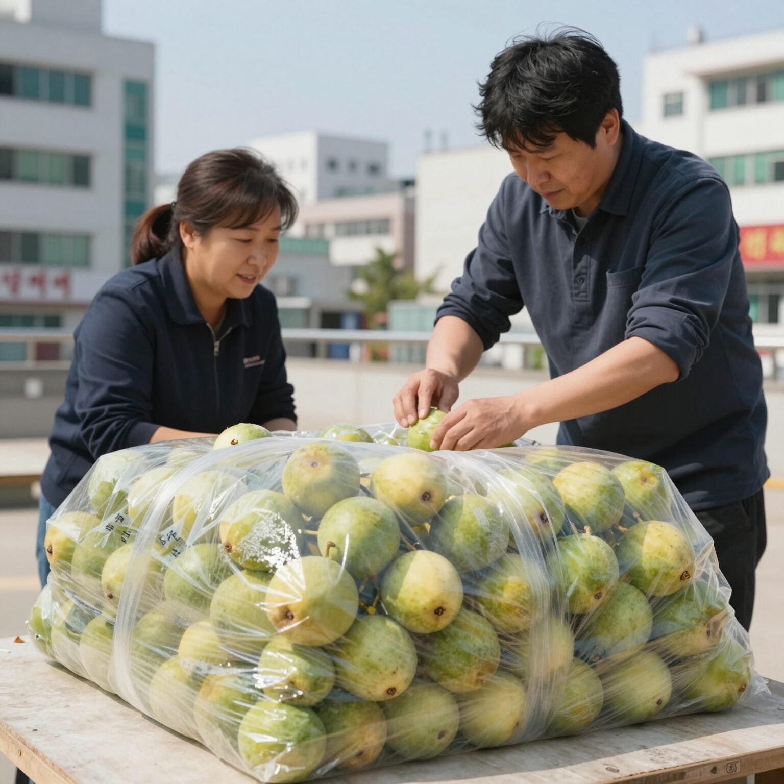 아오리사과를 키친타월로 개별 포장하여 냉장 보관하는 방법