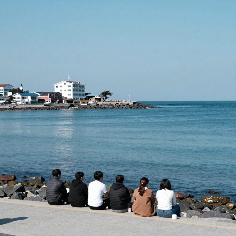 맑은 날 울릉도 관음도 연도교에서 바라본 청량한 바다