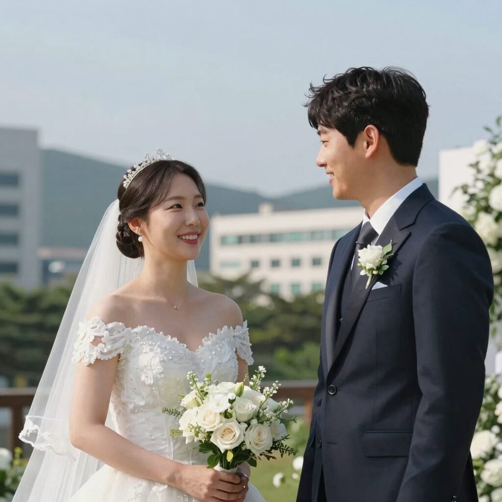 2PM 멤버 옥택연과 준케이의 결혼식 사진, 두 사람 모두 비공개 예식으로 진행되어 공개된 사진은 일부만 존재