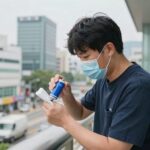 에어컨 리모컨 안 될때 간단 해결법 배터리 접점을 알코올로 청소하는 모습