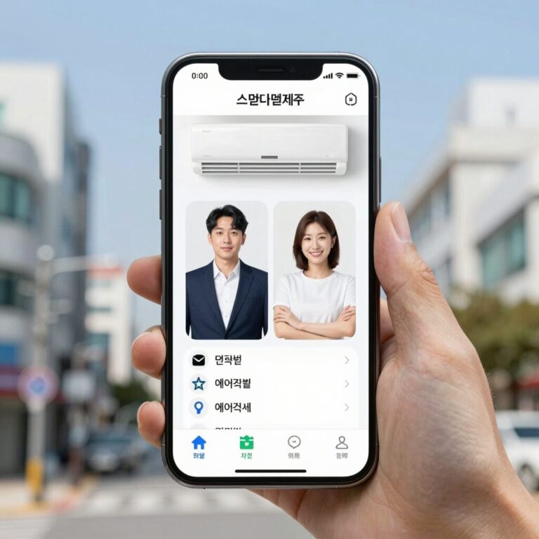 스마트폰 앱으로 에어컨 제어 화면