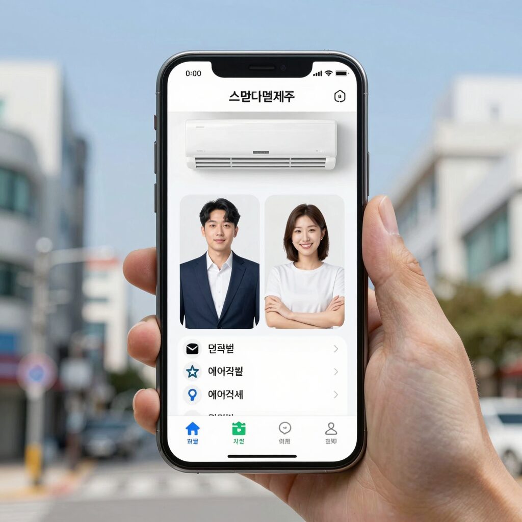 스마트폰 앱으로 에어컨 제어 화면