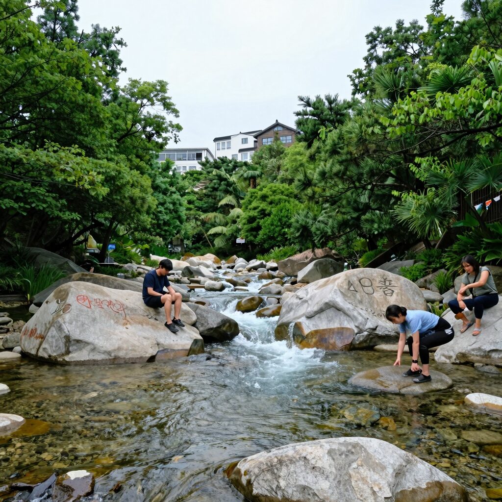 여름 뱀사골 계곡의 맑은 물과 푸른 숲