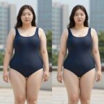 여성 빅사이즈 수영복 선택을 위한 체형커버 래쉬가드와 원피스 비교 사진