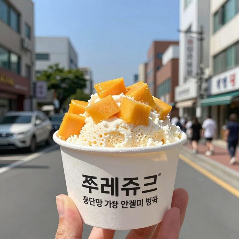뚜레쥬르 통단팥 가득 인절미 빙수와 애플망고 빙수 메뉴
