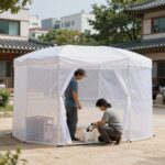 차박 모기장 설치 모습