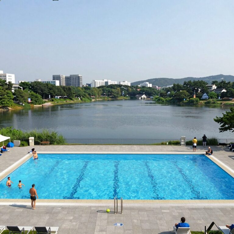 청평 풀빌라 수영장과 호수 뷰가 어우러진 전경