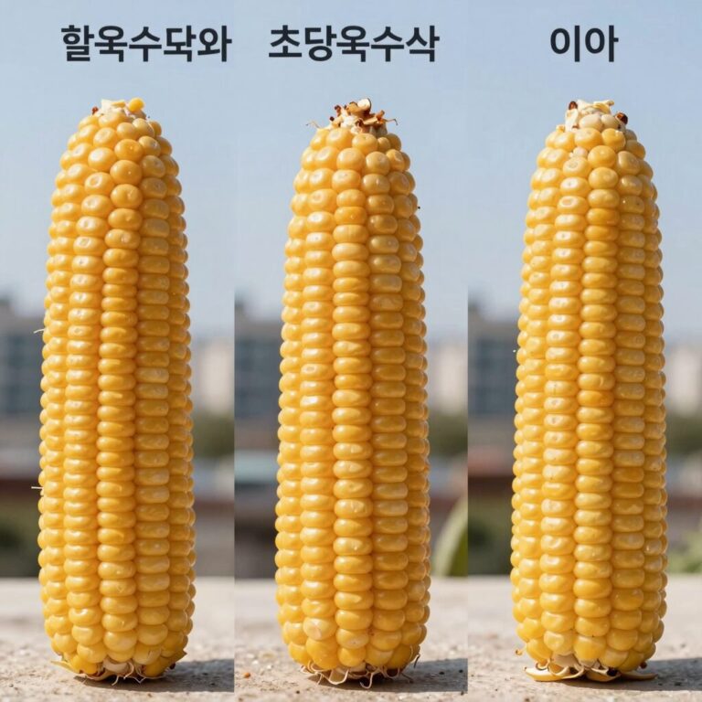 찰옥수수와 초당옥수수 옥수수 종류별 이삭 비교 사진