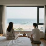 대부도 예그리나 펜션 객실에서 바라본 오션뷰와 개인 스파