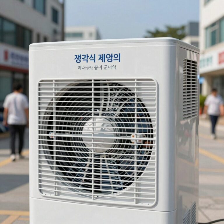 냉각식 제습기의 내부 구조와 공기 흐름도