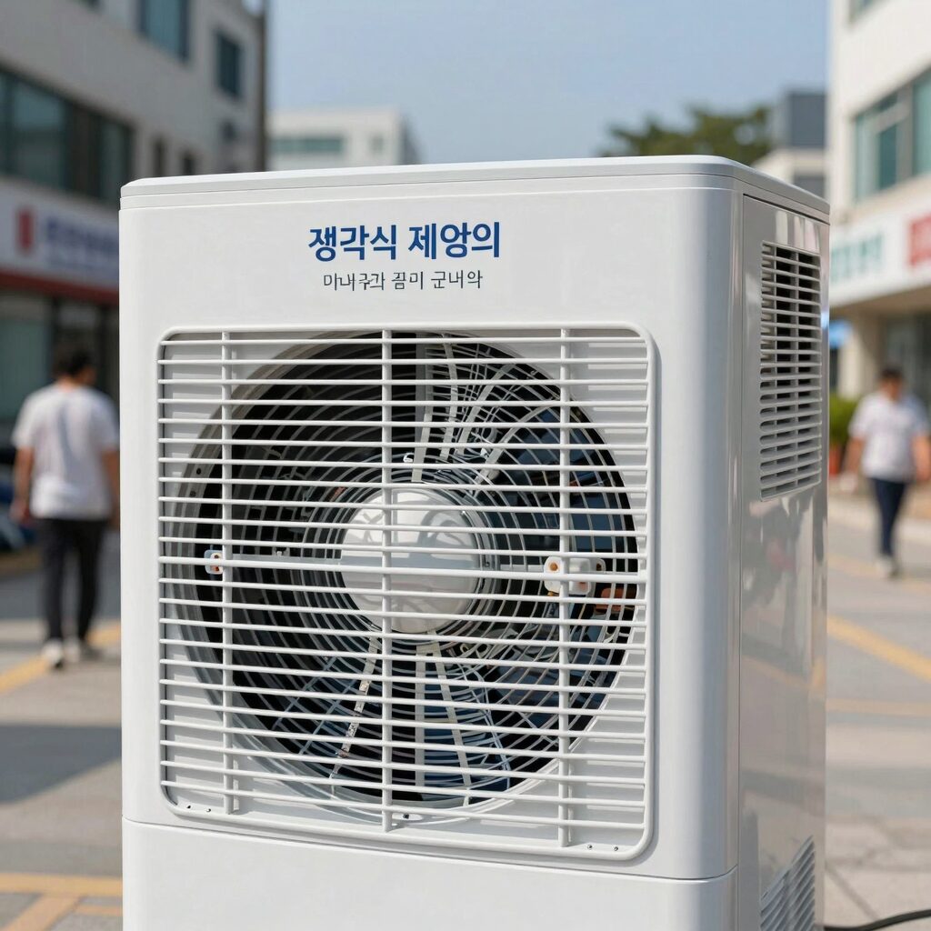 냉각식 제습기의 내부 구조와 공기 흐름도