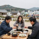 부산 포도밭집 녹두오리백숙 상차림