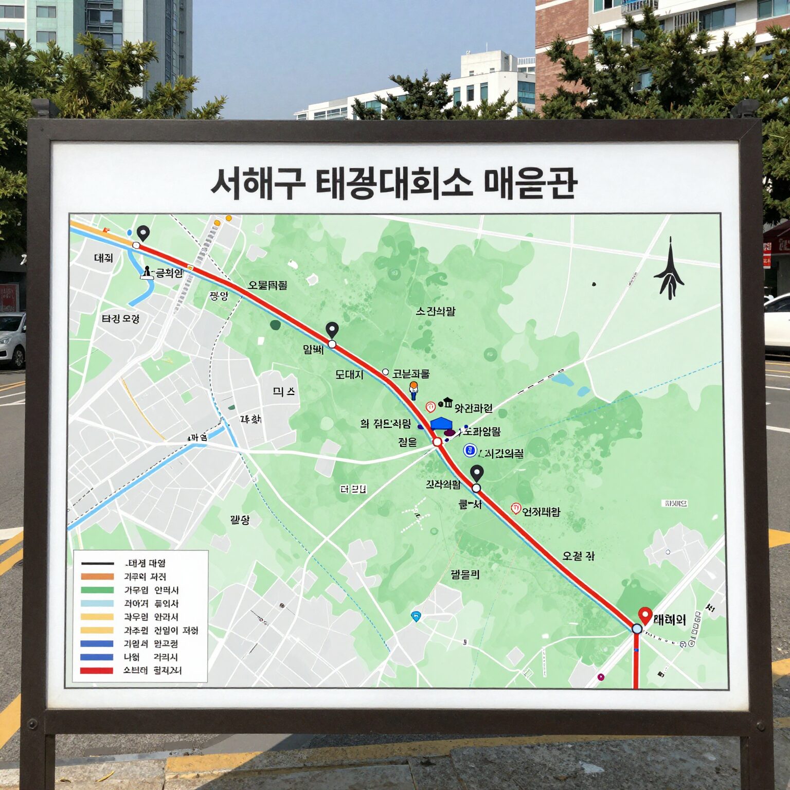 서해구 태풍 대피소 위치와 대피 경로를 표시한 지도