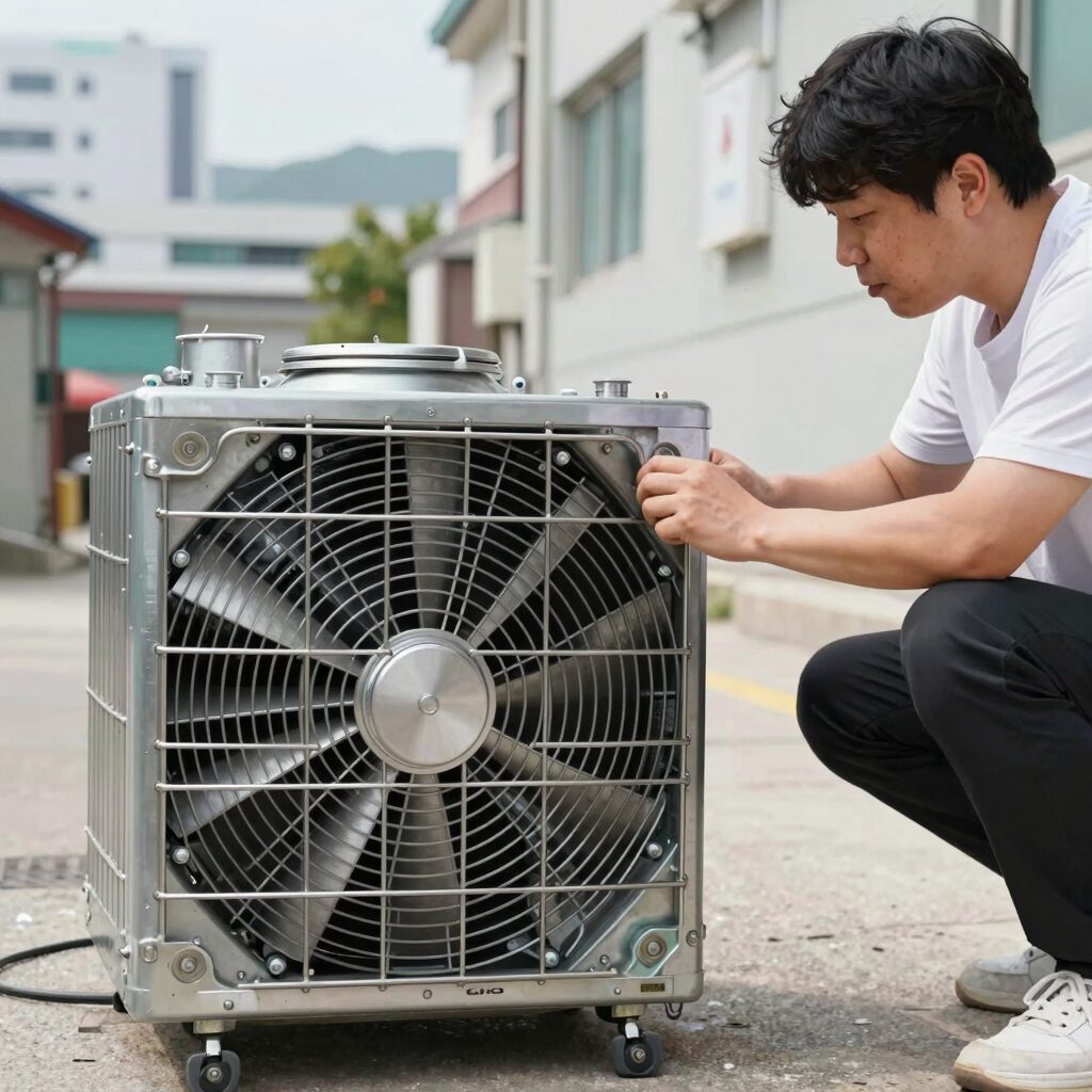 선풍기 콘덴서 외관 확인 부풀어 오른 모습