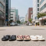 다양한 브랜드의 플립플랍 쪼리 슬리퍼를 나란히 놓고 비교한 이미지