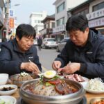 광명시장 정인면옥 평양냉면과 차돌박이 수육 모습