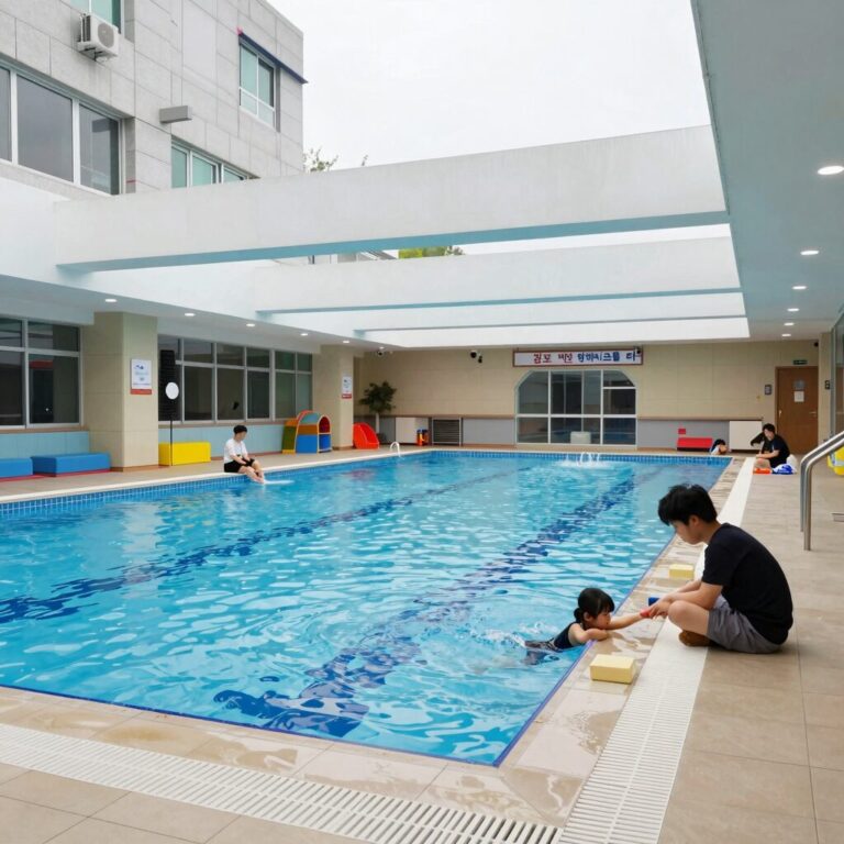 경주 감포 펜션 빙키키즈풀빌라 실내 수영장과 키즈존 모습