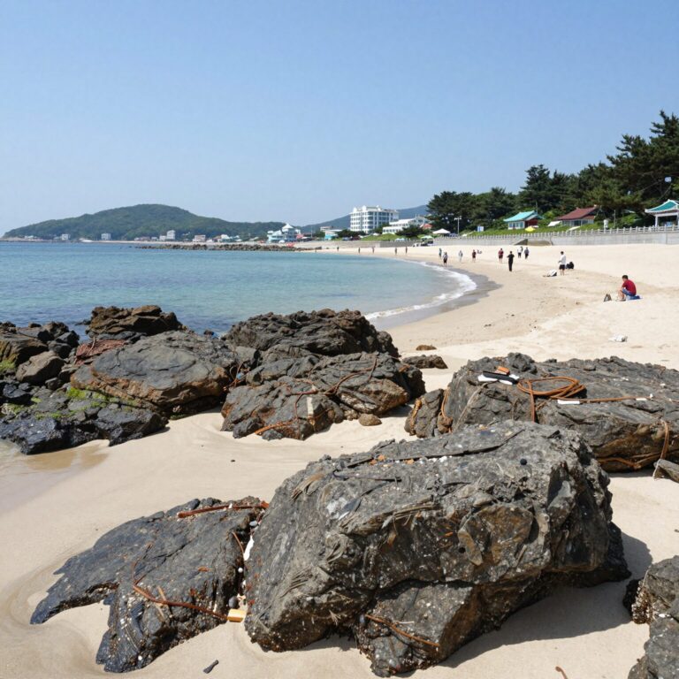 여름휴가지 추천 2026 하조대해수욕장 백사장과 기암괴석 전경