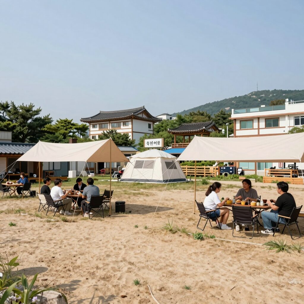 화양동 펜션 야외 바베큐장 전경