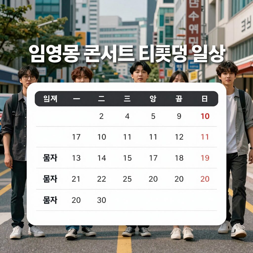 임영웅 콘서트 티켓팅 일정과 공연 정보를 담은 안내 이미지