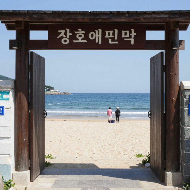 장호해변민박 뒷문에서 바라본 장호해수욕장 풍경