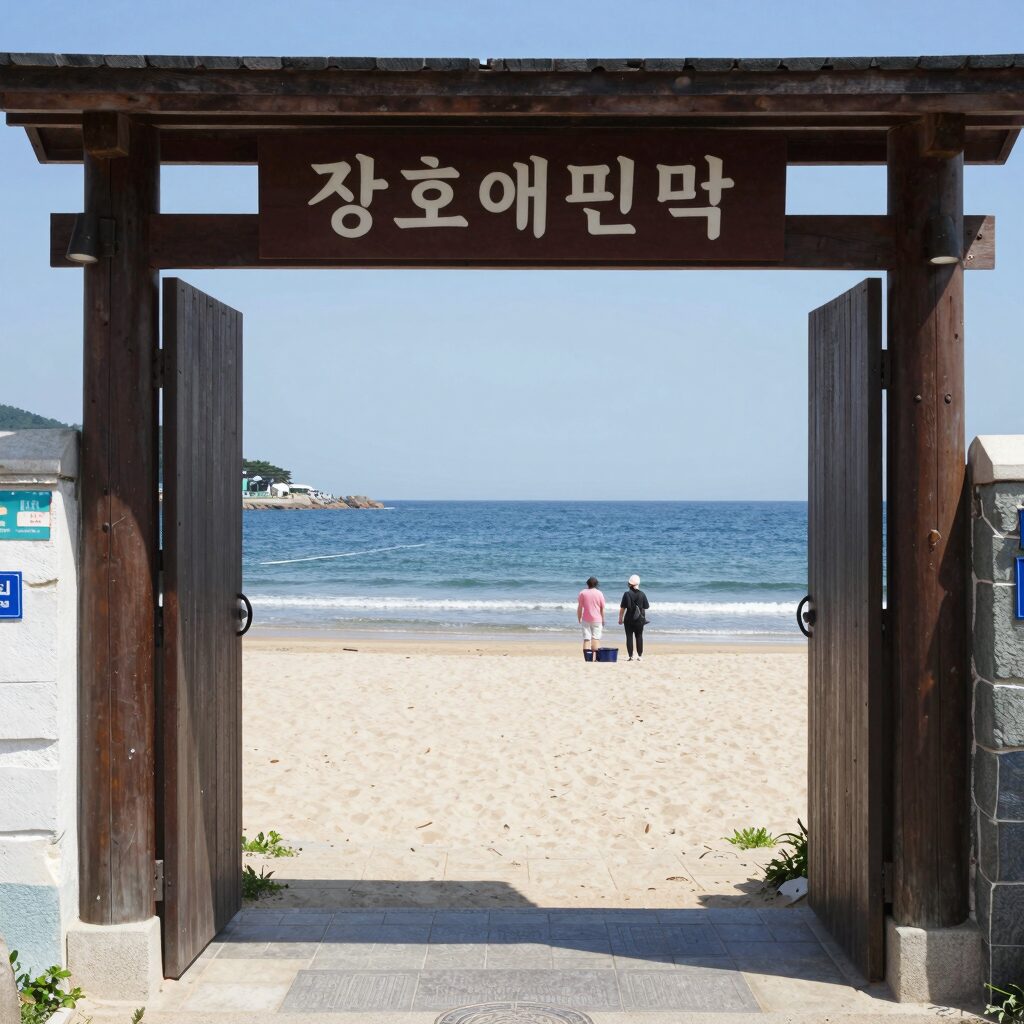 장호해변민박 뒷문에서 바라본 장호해수욕장 풍경