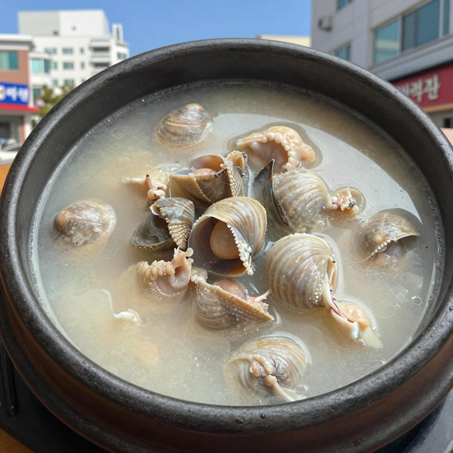 전복과 닭이 푹 익은 전복 삼계탕 한 그릇