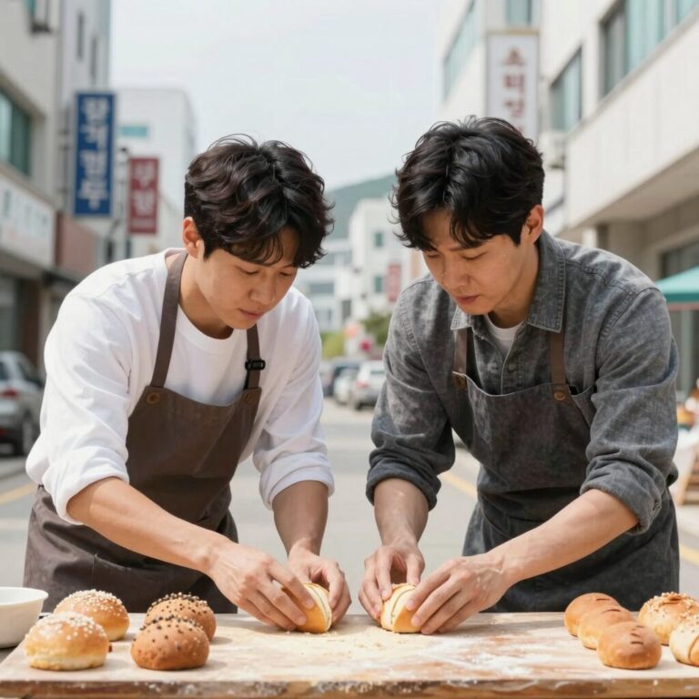 제빵왕 김탁구 주요 등장인물 김탁구와 구마준이 빵을 만들고 있는 모습