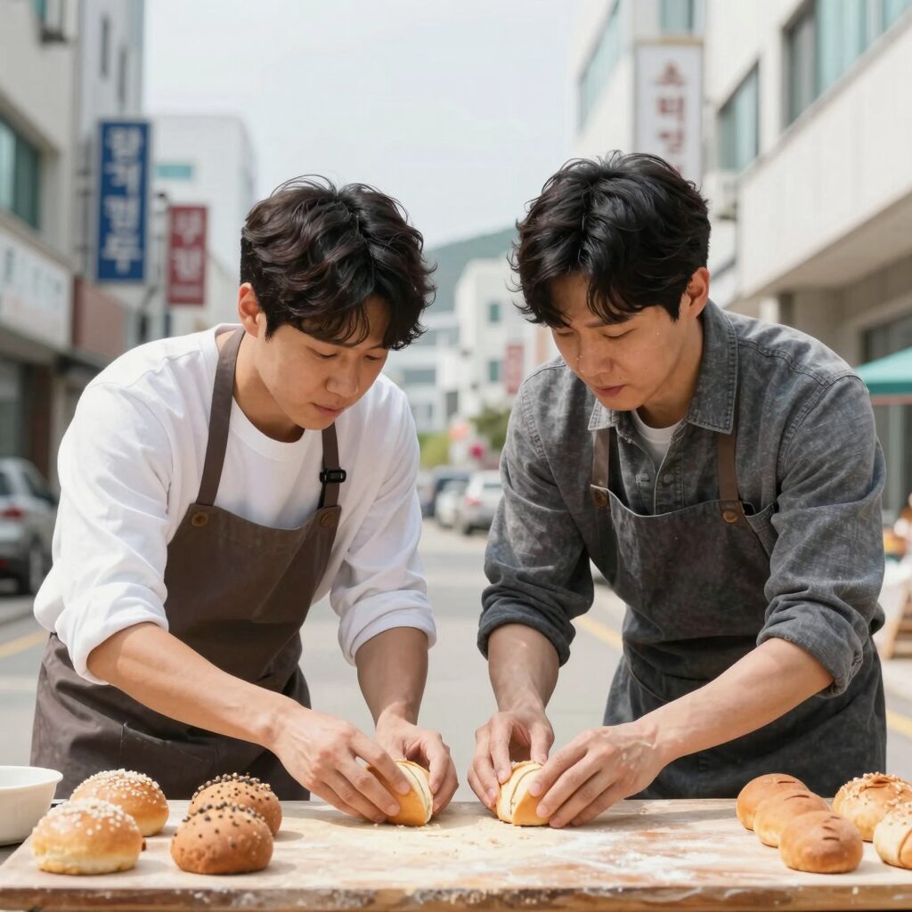 제빵왕 김탁구 주요 등장인물 김탁구와 구마준이 빵을 만들고 있는 모습