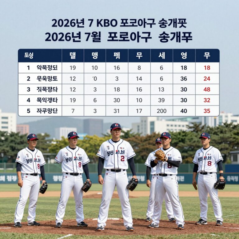 2026년 7월 KBO 프로야구 순위표 그래프와 팀 로고
