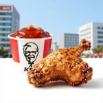 KFC 초복 한정 복버켓 핫크리스피 통다리 8조각과 스모키머스타드 갓양념 소스