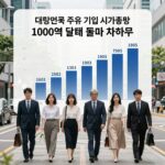 대한민국 주요 기업 시가총액 1000억 달러 돌파 현황 차트