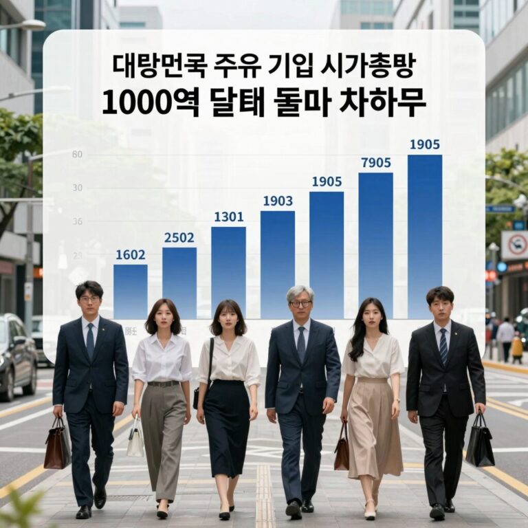 대한민국 주요 기업 시가총액 1000억 달러 돌파 현황 차트
