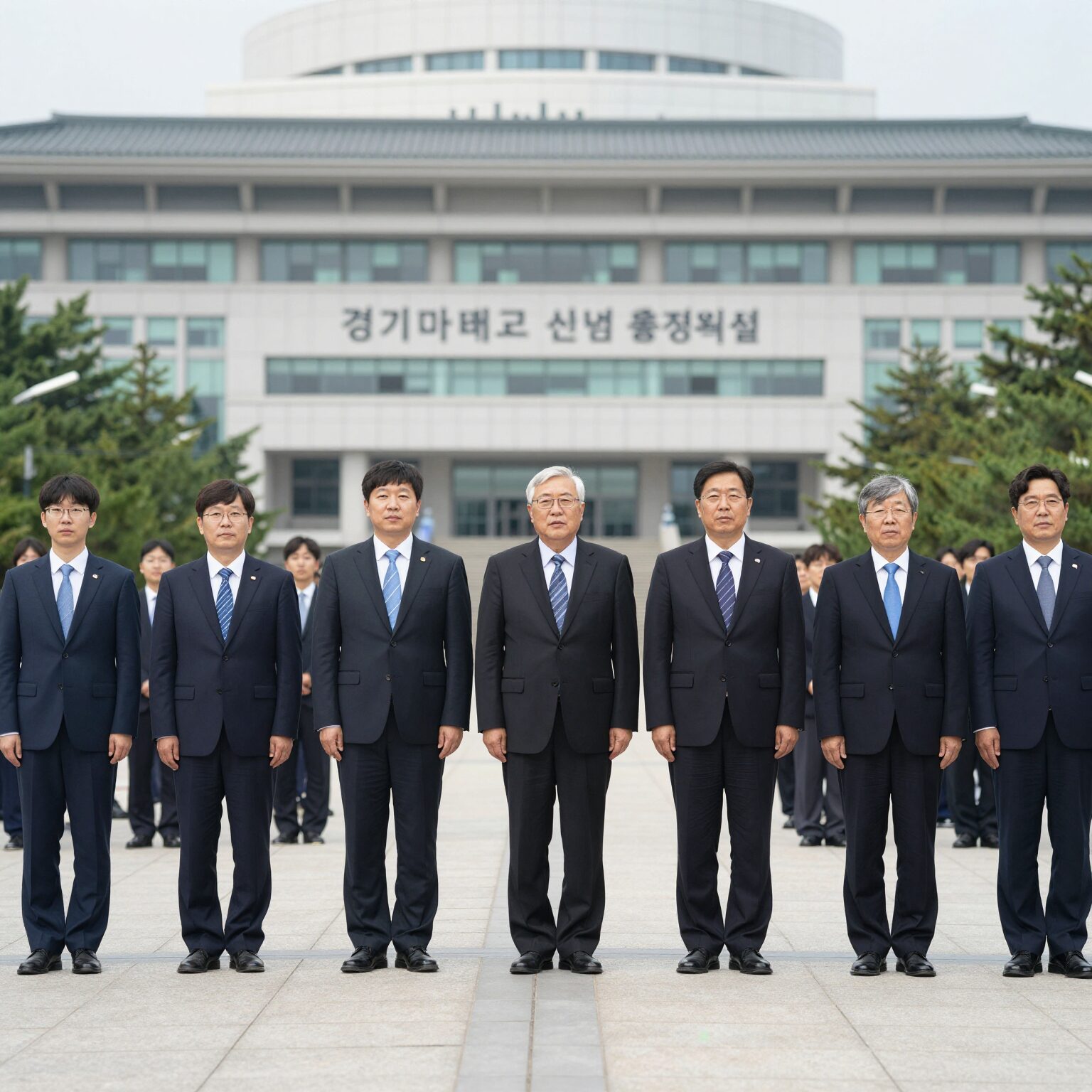 경기대학교 신임 총장 취임식에서 기념촬영하는 모습