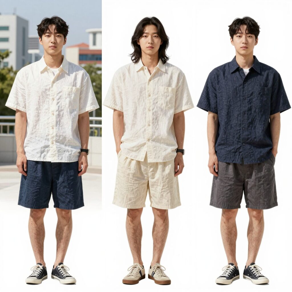 여름에 시원하게 입는 린넨7부바지 코디 사진