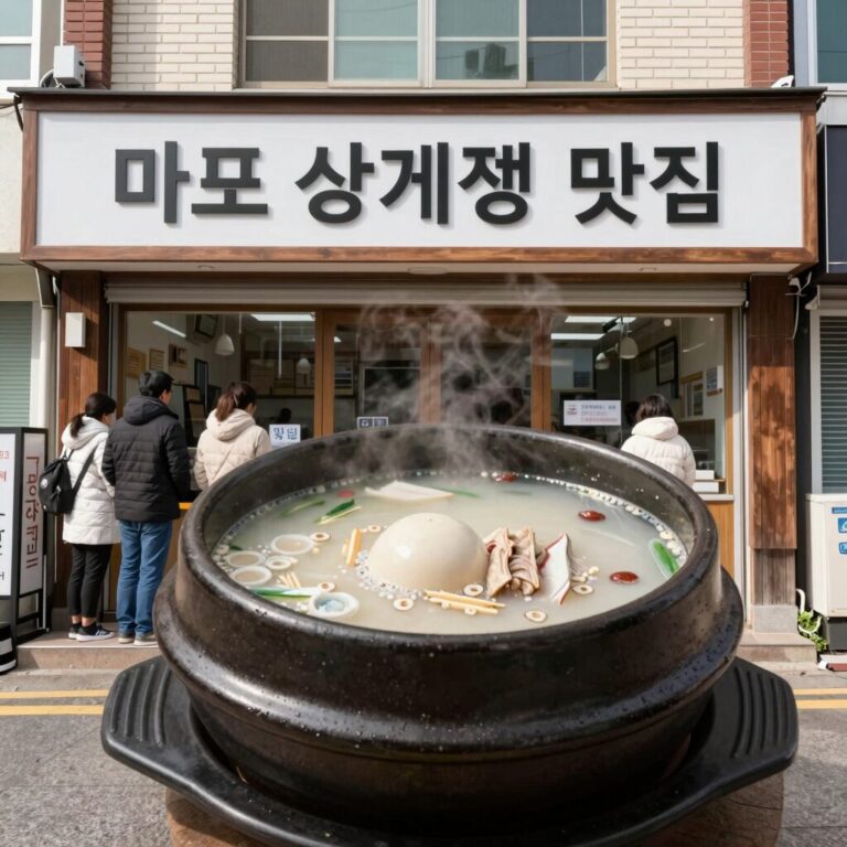 마포 삼계탕 맛집 외관과 따뜻한 삼계탕 그릇