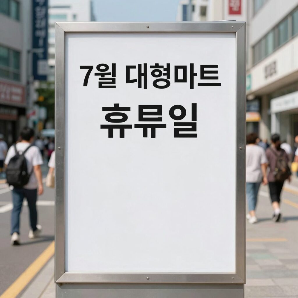 7월 대형마트 휴무일 안내 표 이미지