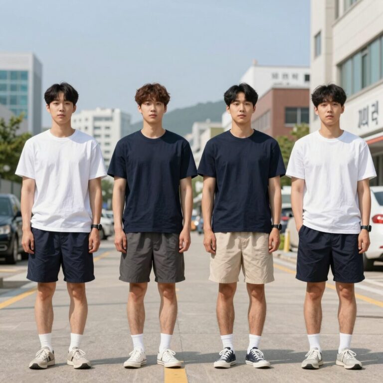 여름 남자 다양한 종류의 쿨바지 비교 사진