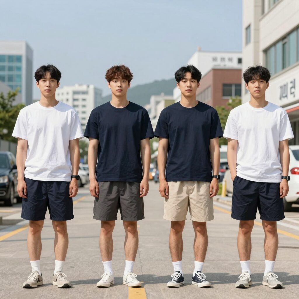 여름 남자 다양한 종류의 쿨바지 비교 사진
