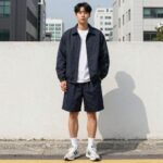 남자 숏팬츠 스타일링 예시 - 자켓과 숏팬츠 매치