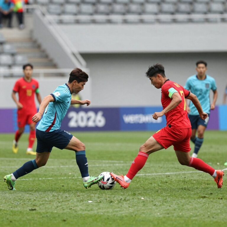 멕시코와 에콰도르의 2026 월드컵 32강 경기 장면, 중원에서 공을 다투는 선수들