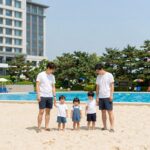 밀양 평상대여 마이웨이리조트 물놀이 가족 사진