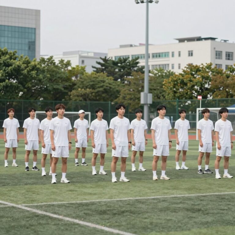 나혼자산다 619회 운동회 특집에서 16명의 출연진이 흰색 트레이닝복을 맞춰 입고 운동장에 모여 팀 대항전을 펼치는 장면