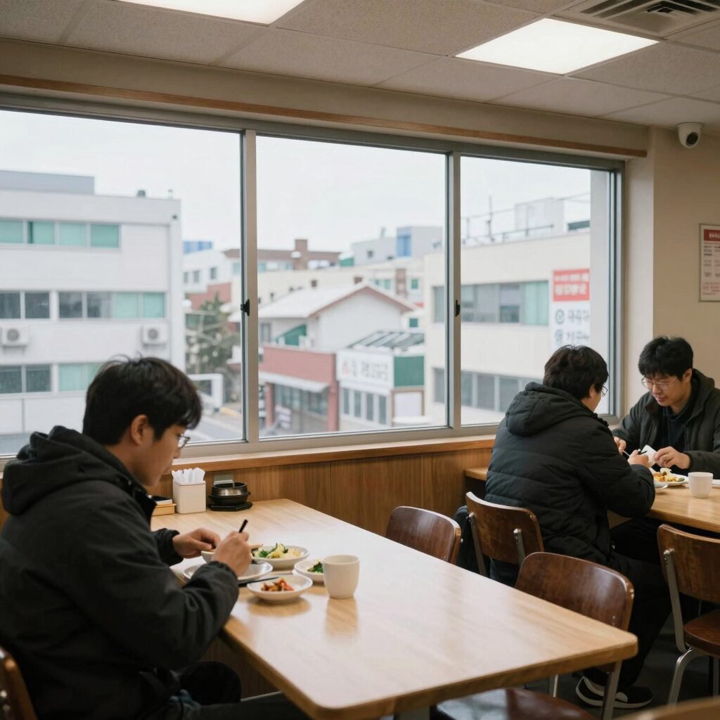 누룩골 계양점 내부 전경 통창과 넉넉한 테이블 간격