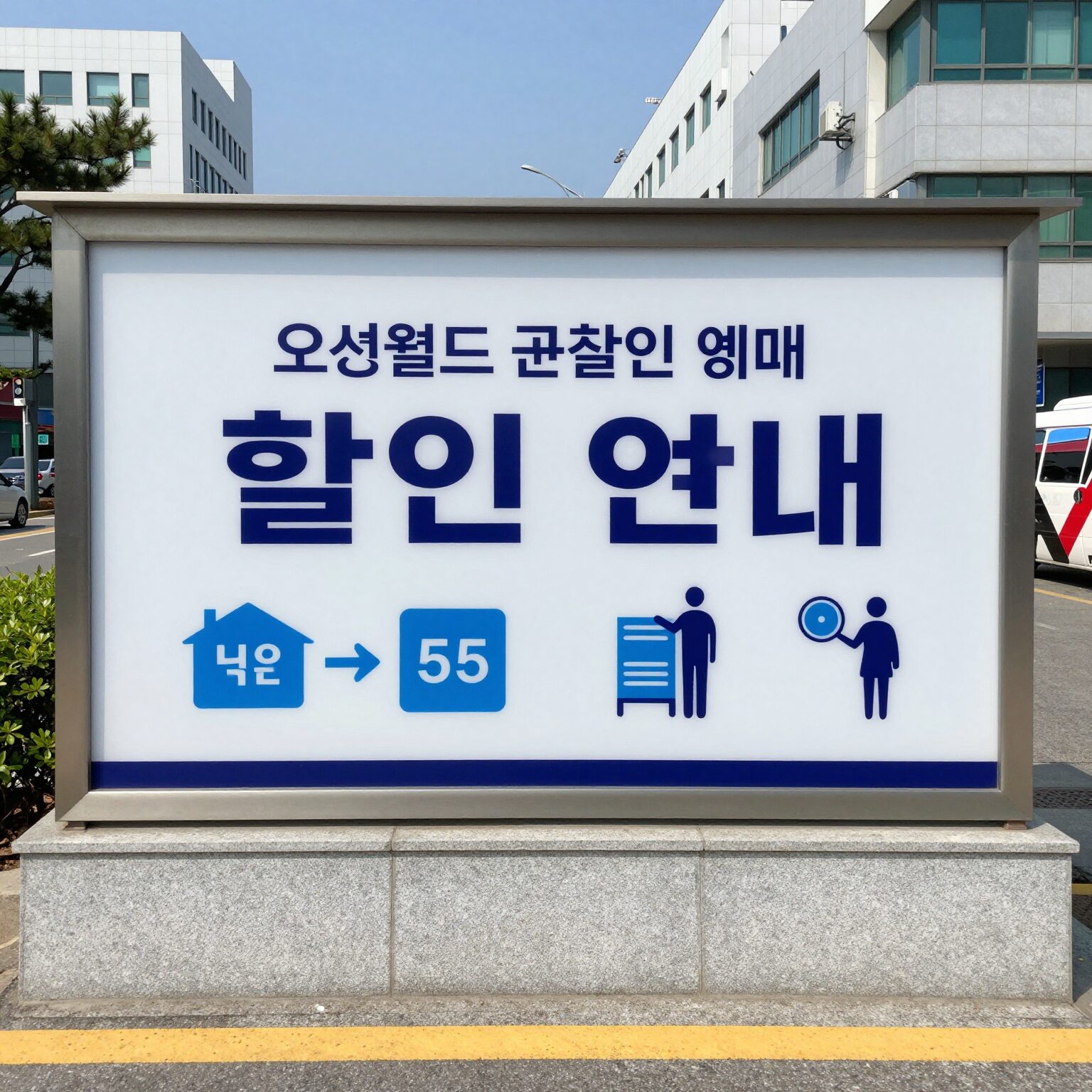 오션월드 군인 할인 예매 안내 표지판