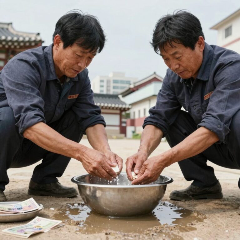 손질한 노각과 절인 후 물기를 짜는 과정